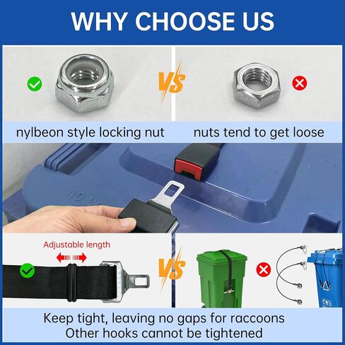 Bear Proof Trash Can Lock，(2PCS) Trash Can Locks for Animals，Trash Can Lid Lock for Raccoons Garbage Can Lock Racoon Proof Trash Can Trash Can Straps for Raccoons Bear Proof Garbage Can in Saudi Arabia