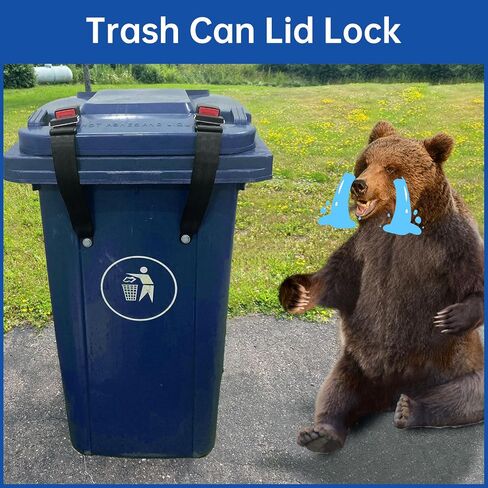 Bear Proof Trash Can Lock，(2PCS) Trash Can Locks for Animals，Trash Can Lid Lock for Raccoons Garbage Can Lock Racoon Proof Trash Can Trash Can Straps for Raccoons Bear Proof Garbage Can in Saudi Arabia
