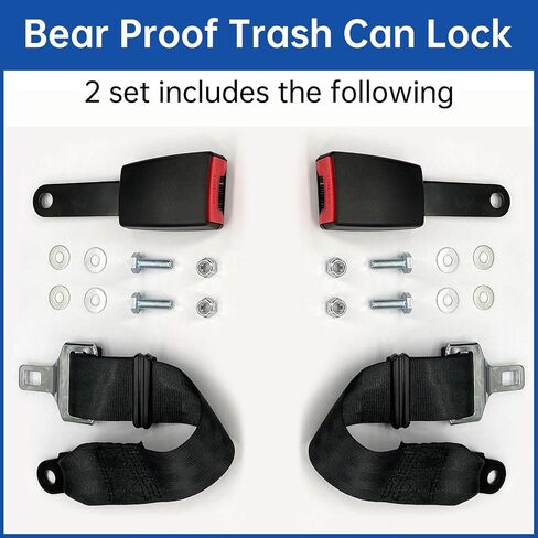 Bear Proof Trash Can Lock，(2PCS) Trash Can Locks for Animals，Trash Can Lid Lock for Raccoons Garbage Can Lock Racoon Proof Trash Can Trash Can Straps for Raccoons Bear Proof Garbage Can in Saudi Arabia