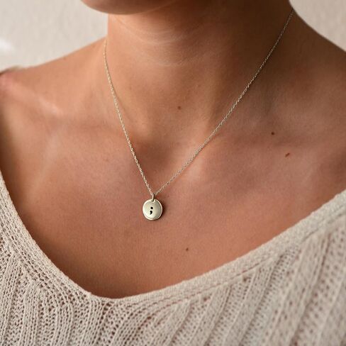 Semicolon Awareness Necklace, Pause Pendant Necklace Jewelry for Anxiety and Mental Health Awareness, 316L Surgical Stainless Steel in Kuwait