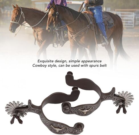 2Pcs Carbon Steel Horse Spurs, Engraved Men Spur, Vintage Paern Spurs, Reining Horse Spurs, Cowboy Spurs for Saddlery Equestrian Ary in Saudi Arabia