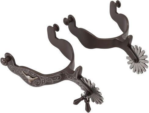 2Pcs Carbon Steel Horse Spurs, Engraved Men Spur, Vintage Paern Spurs, Reining Horse Spurs, Cowboy Spurs for Saddlery Equestrian Ary in Saudi Arabia