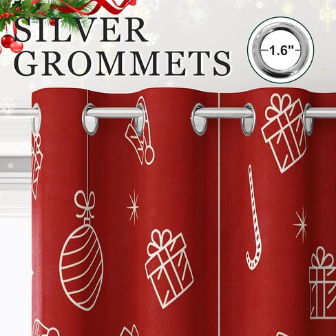 Christmas Tree Snowflake Cartoon Green Blackout Curtains Drapes for Bedroom Living Room Kitchen Nursery Kids Winter Thermal Insulated Grommet Girls Boys Window Curtains 84 inch Length 2 Panels Set in Saudi Arabia