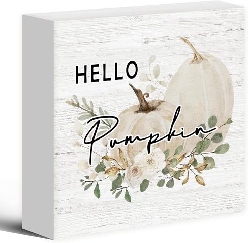 Fall Pumpkin Sign Wood Box Sign Desk Decor, Rustic Autumn Theme Farmhouse Wooden Block Sign Decorations for Home Room Wall Tabletop Shelf Decor, Blue Pumpkin Wooden Square Sign in Saudi Arabia