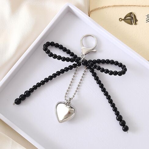 Pearl Bow Keychain Coquette Aesthetic Keychain Keyrings Bag Charms Pruse Car Charms Keychain in Saudi Arabia