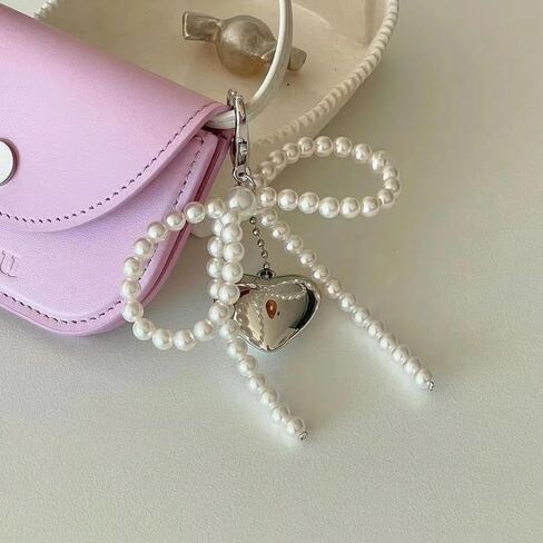Pearl Bow Keychain Coquette Aesthetic Keychain Keyrings Bag Charms Pruse Car Charms Keychain in Saudi Arabia