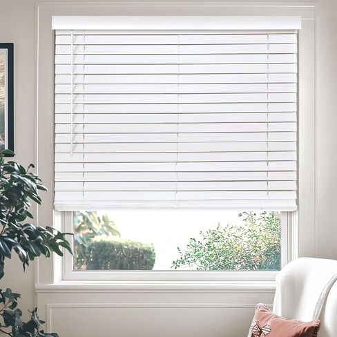 CHICOLOGY Cordless Faux wood blinds Best for Kids, Inside Mount, 78"W X 72"H, Basic White in Saudi Arabia