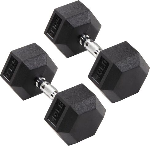 Signature Fitness Premium Rubber Encased Hex Dumbbell, Pair or Single, 10-100 Pounds in Saudi Arabia