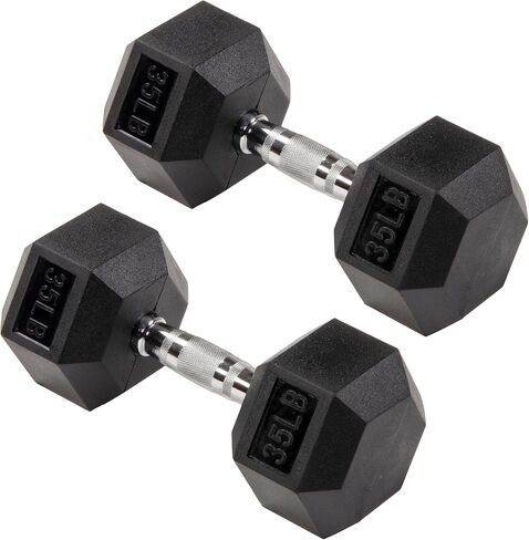 Signature Fitness Premium Rubber Encased Hex Dumbbell, Pair or Single, 10-100 Pounds in Saudi Arabia
