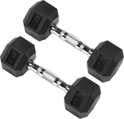 Signature Fitness Premium Rubber Encased Hex Dumbbell, Pair or Single, 10-100 Pounds in Saudi Arabia