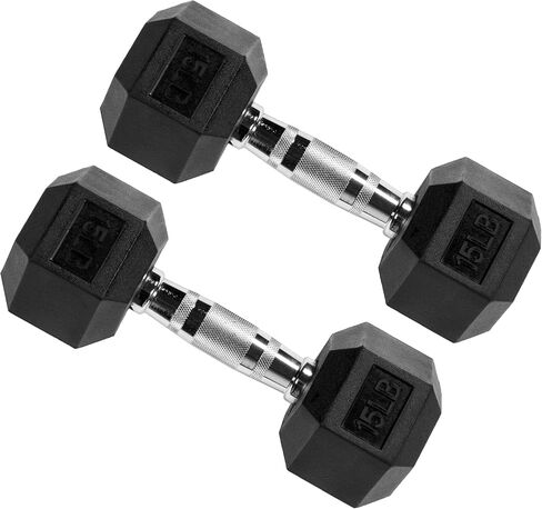 Signature Fitness Premium Rubber Encased Hex Dumbbell, Pair or Single, 10-100 Pounds in Saudi Arabia