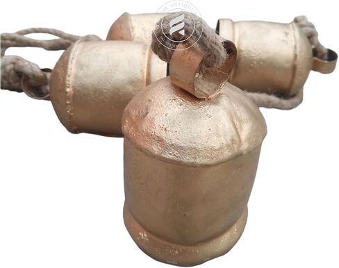 TAL The Antique's Lab Set of 4 Rustic Style Hanging, Vintage Bells for Wedding Decoration, Hanging Bells for Door, Lucky Cow Bells Rustic Metal Tranquil Wind Chimes with Jute Rope Wall Hanging Decor in Saudi Arabia