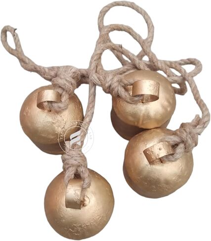 TAL The Antique's Lab Set of 4 Rustic Style Hanging, Vintage Bells for Wedding Decoration, Hanging Bells for Door, Lucky Cow Bells Rustic Metal Tranquil Wind Chimes with Jute Rope Wall Hanging Decor in Saudi Arabia