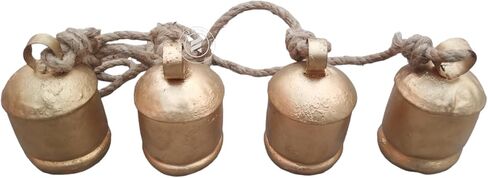 TAL The Antique's Lab Set of 4 Rustic Style Hanging, Vintage Bells for Wedding Decoration, Hanging Bells for Door, Lucky Cow Bells Rustic Metal Tranquil Wind Chimes with Jute Rope Wall Hanging Decor in Saudi Arabia