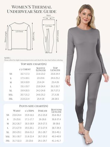 VZV Thermal Underwear for Women, Long Johns for Women Thermal Sets Fleece Lined Base Layer Women Thermals Top and Bottom Set in Kuwait