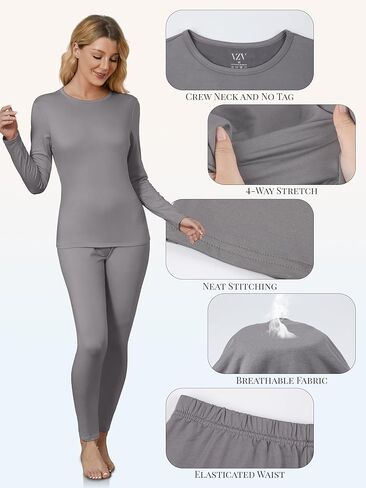 VZV Thermal Underwear for Women, Long Johns for Women Thermal Sets Fleece Lined Base Layer Women Thermals Top and Bottom Set in Kuwait