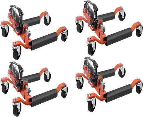 2PC Wheel Dolly, 1500LBS Capacity Car Dolly with Hydraulic Tire Jack for Vehicle Positioning for Truck RV Trailer, Orange in Saudi Arabia