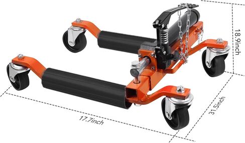 2PC Wheel Dolly, 1500LBS Capacity Car Dolly with Hydraulic Tire Jack for Vehicle Positioning for Truck RV Trailer, Orange in Saudi Arabia
