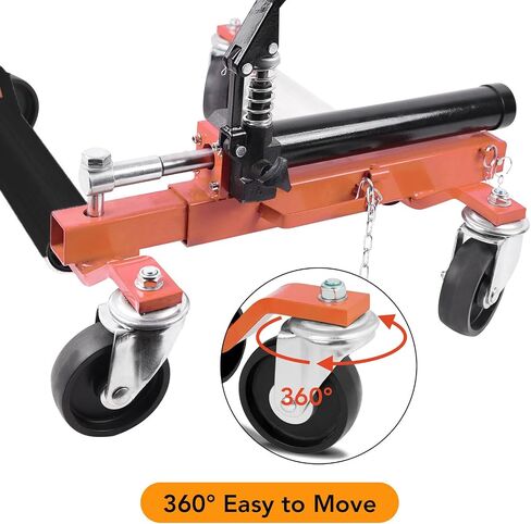2PC Wheel Dolly, 1500LBS Capacity Car Dolly with Hydraulic Tire Jack for Vehicle Positioning for Truck RV Trailer, Orange in Saudi Arabia