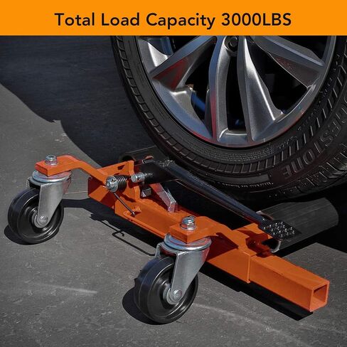 2PC Wheel Dolly, 1500LBS Capacity Car Dolly with Hydraulic Tire Jack for Vehicle Positioning for Truck RV Trailer, Orange in Saudi Arabia