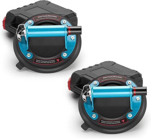 8" Glass Suction Cup, 2 Pack Vacuum Suction Cups with Metal Handle and Brass Pump for Granite & Glass Lifting, 480 lbs Load Capacity with Carrying Case in Saudi Arabia