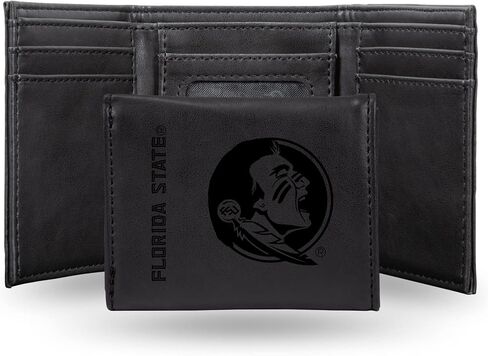 NCAA Florida State Seminoles Men’s Tri Fold Black Wallet- Premium 10 Pocket Laser-Engraved Team Logo on Vegan Leather- Minimalist Design, Flip ID Window, Credit Card Holder- Ideal Men’s Gift in Saudi Arabia