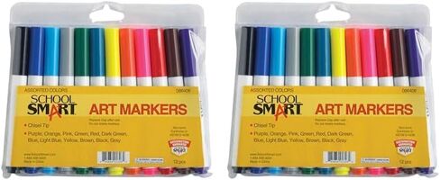 School Smart Art Markers, Chisel Tip, Assorted Colors, Set of 12 in Saudi Arabia