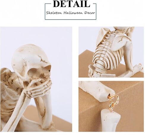 SEVEN LUCKY LIGHT Halloween Decorations Indoor Small Skeletons Set of 3 See NO Evil Speak NO Evil Hear NO Evil Halloween Table Decor Halloween Crafts Skeleton Figurine Resin Halloween Decor in Saudi Arabia