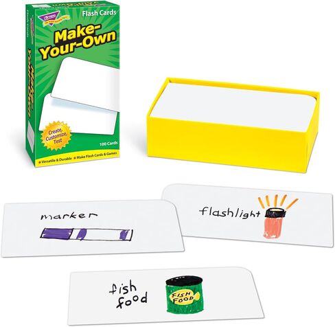 TREND ENTERPRISES: Make-Your-Own Skill Drill Flash Cards, Create, Customize, Test, Versatile & Durable, Make Flash Cards & Games, 100 Blank Cards Included, Ages 3 and Up in Saudi Arabia