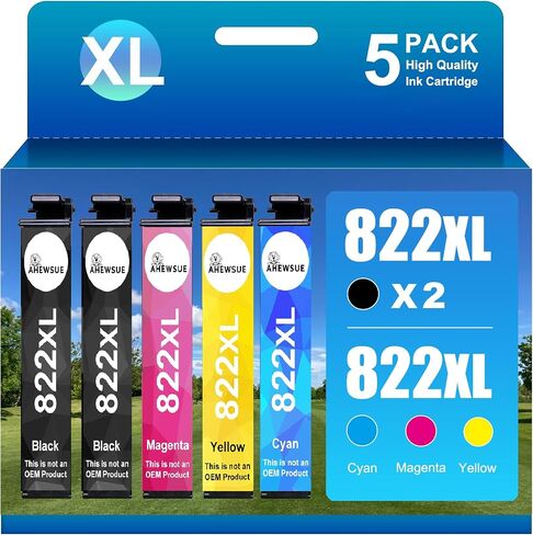 822XL Ink Cartridges Remanufactured for Epson 822XL Ink Cartridges for Epson 822XL T822 for Epson Workforce Pro WF-3820 WF-3823 WF-4820 WF-4830 WF-4833 WF-4834 Printer 5 Pack in Saudi Arabia