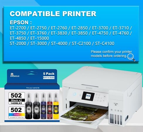 خراطيش حبر 822XL مُعاد تصنيعها لخراطيش حبر Epson 822XL لطابعة Epson 822XL T822 لـ Epson Workforce Pro WF-3820 WF-3823 WF-4820 WF-4830 WF-4833 WF-4834، 5 عبوات in Saudi Arabia
