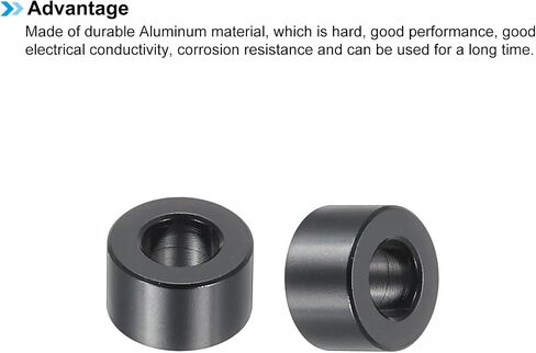 PATIKIL M5 Aluminum Spacers, 6 Pcs Metal Spacers Aluminum 5.2mm ID x 10mm OD x 6mm L Aluminum Spacer Screw Standoff Round for 1/5" or M5 Screw Bolts,Black in Saudi Arabia