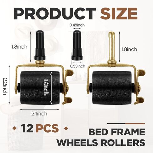 12 Set Bed Frame Wheels Replacement Locking Bed Casters with Side Brake Casters for Bed Frame Metal Stem Heavy Duty Bed Roller for Rotating Castor Replacement of Bed Frame Furniture in Saudi Arabia