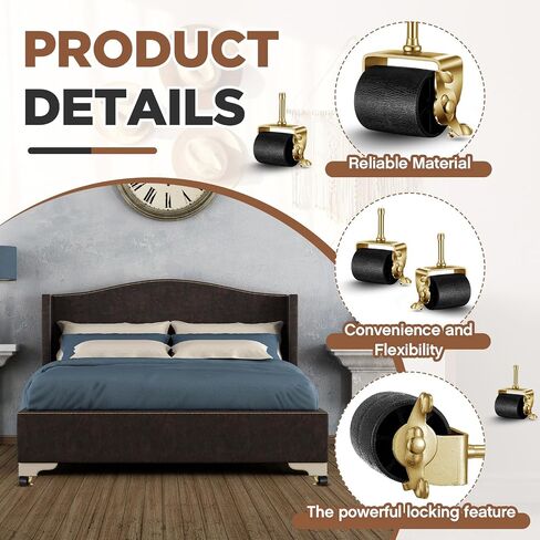 12 Set Bed Frame Wheels Replacement Locking Bed Casters with Side Brake Casters for Bed Frame Metal Stem Heavy Duty Bed Roller for Rotating Castor Replacement of Bed Frame Furniture in Saudi Arabia