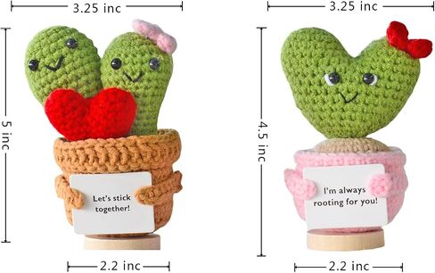 2pcs Positive Cactus Crochet Gift,6.3 Inch Positive Potato Gifts with Encouraging Card,Emotional Support Pickle Crochet Gifts for Coworker Friends Teacher Room Office Desktop Decor in Saudi Arabia