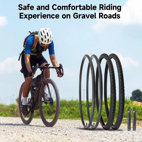 2 PCS 700x38c Bike Tires and 2 PCS 700 x 35/43C Bike Inner Tubes with Valve 48mm, Bicycle Tires 700x38c with 2 Tire Levers, Replacement 700c Gravel Tires for Road Bicycle Gravel Bike in Saudi Arabia