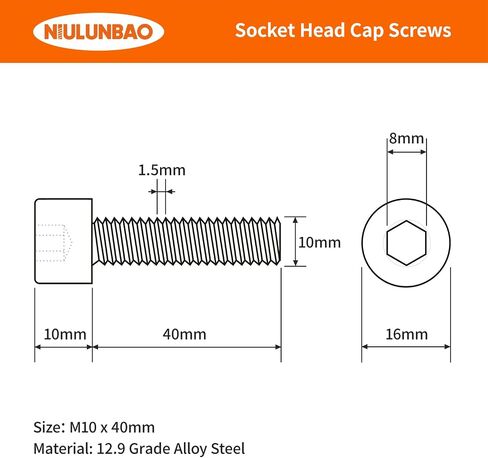 M10-1.5 x 25mm Hex Socket Head Cap Screws Bolts, Allen Socket Drive, Black Oxide Finish, 12.9 Grade Alloy Steel, Metric Machine Fully Threaded, 10PCS in Saudi Arabia