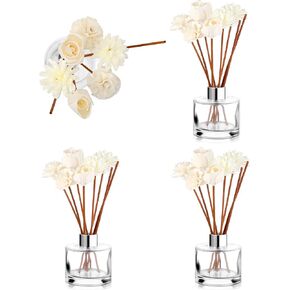 موزع روائح عطرية من القصب، مجموعة ناشرة روائح زجاجية سعة 150 مل/ 5 أونصة مع أعواد ناشرة من القصب الطبيعي، ناشر روائح عطرية، معطر هواء مكتبي، ديكور حمام منزلي معطر (4 عبوات) in Kuwait