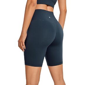 CRZ YOGA Women's Naked Feeling Biker Shorts - 8 Inches High Waisted Yoga Workout Gym Running Shorts Spandex White Apricot X-Large