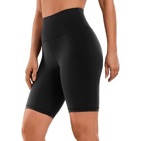 CRZ YOGA Women's Naked Feeling Biker Shorts - 8 Inches High Waisted Yoga Workout Gym Running Shorts Spandex White Apricot X-Large