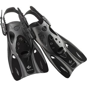 RF0106P Snorkel Fins for Kids and Adults, Adjustable Open Heel, Compact Short Blade Swimming Snorkeling Flippers, Travel Size