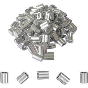 5/64 Inch (2mm) Aluminum Crimping Loop Sleeve 150pcs Ferrule Crimping Tool Wire Rope Crimping Tool Aluminum Wire Rope Sleeve Cable Crimps Rope Crimping Cable Ferrule