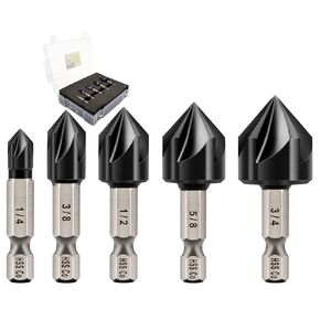 TiAlN Countersink Drill Bit Set, DARTOTEK Titanium Aluminum Nitride Coated with Quick Change Hex Shank, M35 HSS Chamfering Drilling for Stainless Steel Iron Aluminium Copper Metal Wood