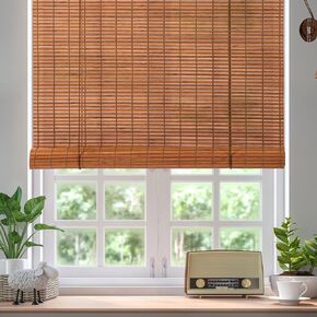 Bamboo Blinds, Bamboo Shades for Windows, Light Filtering Bamboo Roll Up Blinds for Indoor/Outdoor Patio Privacy Screen (48" W*72" L)