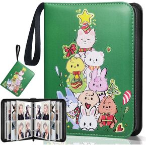 Korean Pop SKZOO Stray Kids Trading PhotoCard Binder Albums Storage 400, Photocard Holder Book Sleeves, Photocard Cards Album Christmas Gifts for Boys Girsl, idol Photo Protect (Green)