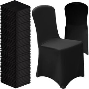 Vencede 50pcs Black Stretch Spandex Chair Cover, Chair Covers for Wedding, Universal Fitted Chair Cover Protector for Party, Banquet, Event, Hotel（Black）