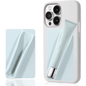 Silicone Lip Holder for Back of Cell Phone Sleeve,Lipstick Lip Glaze Phone Case Back Stick On Holder for iPhone and Android Smartphones(grey)
