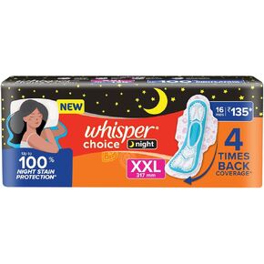 Whisper Ultra Overnight Sanitary Pad with Wings - XXL Plus, 16 Pads