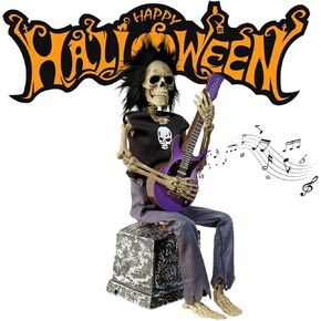 Halloween Tabletop Animatronics, Motion Activated Singer in Black Gown, Music Playing, Table Decorations Centerpieces for Party, Collectible Figurine, Indoor Decoration for Friend