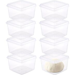 8 Pack Pizza Dough Proofing Box with Sealing Lid, Stackable Pizza Dough Container Fits 12-16 Inch Pizza, Household Pizza Dough Ball Storage Box(1800ml)